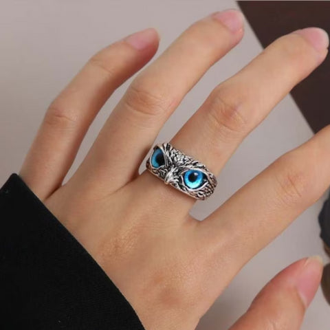 Anillo Regulable Retro Owl Búho de la Suerte